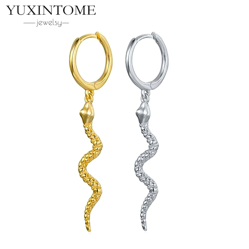Snake Shaped 925 Sterling Silver Ear Needle Luxurious Gold Hoop Earrings Pendant Design Women's Earrings Jewelry Party Gifts