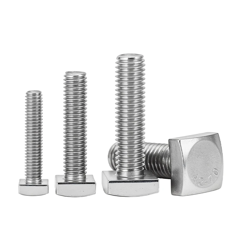 GB35 Standard Grade C 304 Stainless Steel Square Head Machine Bolts, Anti-Rust Structural Fasteners For Frame Assembly M4 M5 M6