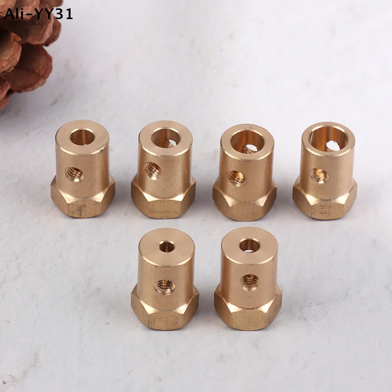 【R】1Pc Wheel Hex Coupling Coupler With Screws Brass Sleeve Adapter Tire Connector 3/4/5/6/7/8MM For RC Boat Car Spare Parts