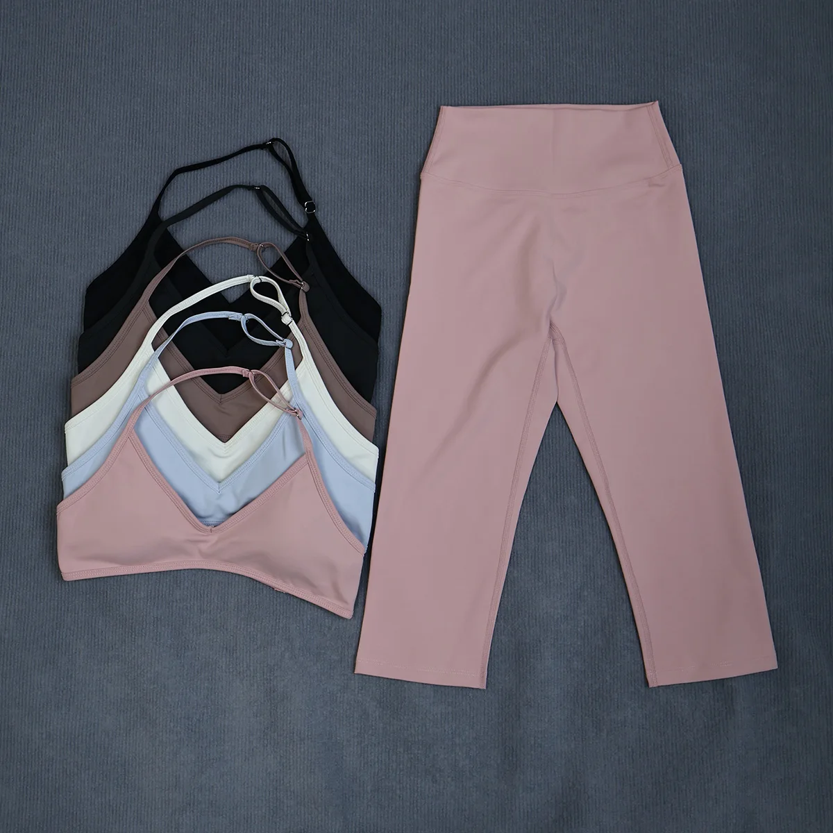 Ctenkevet Damen-Sommer-Sportset, 2-teilig, ärmellos, Sport-BH, Capri-Leggings, 3/4, zweiteiliger Fitness-Yoga-Laufanzug, Outdoor, weiblich – Detail 20