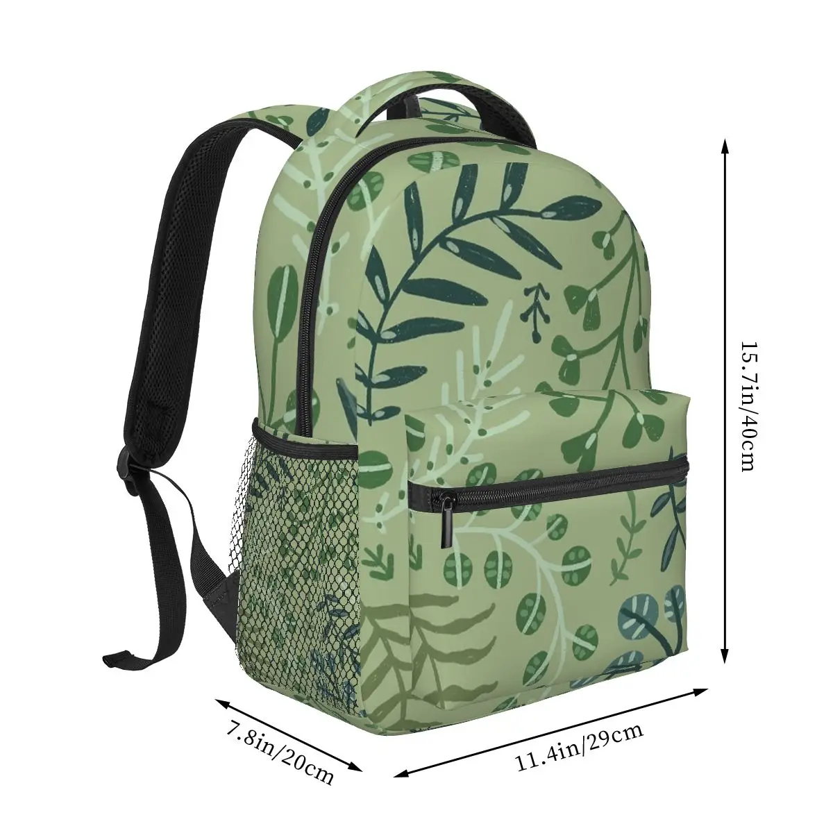 Green Leaves. Leaf. Nature. Wild Floral Flowers Backpacks Boys Girls Bookbag Students School Bags Travel Rucksack Shoulder Bag