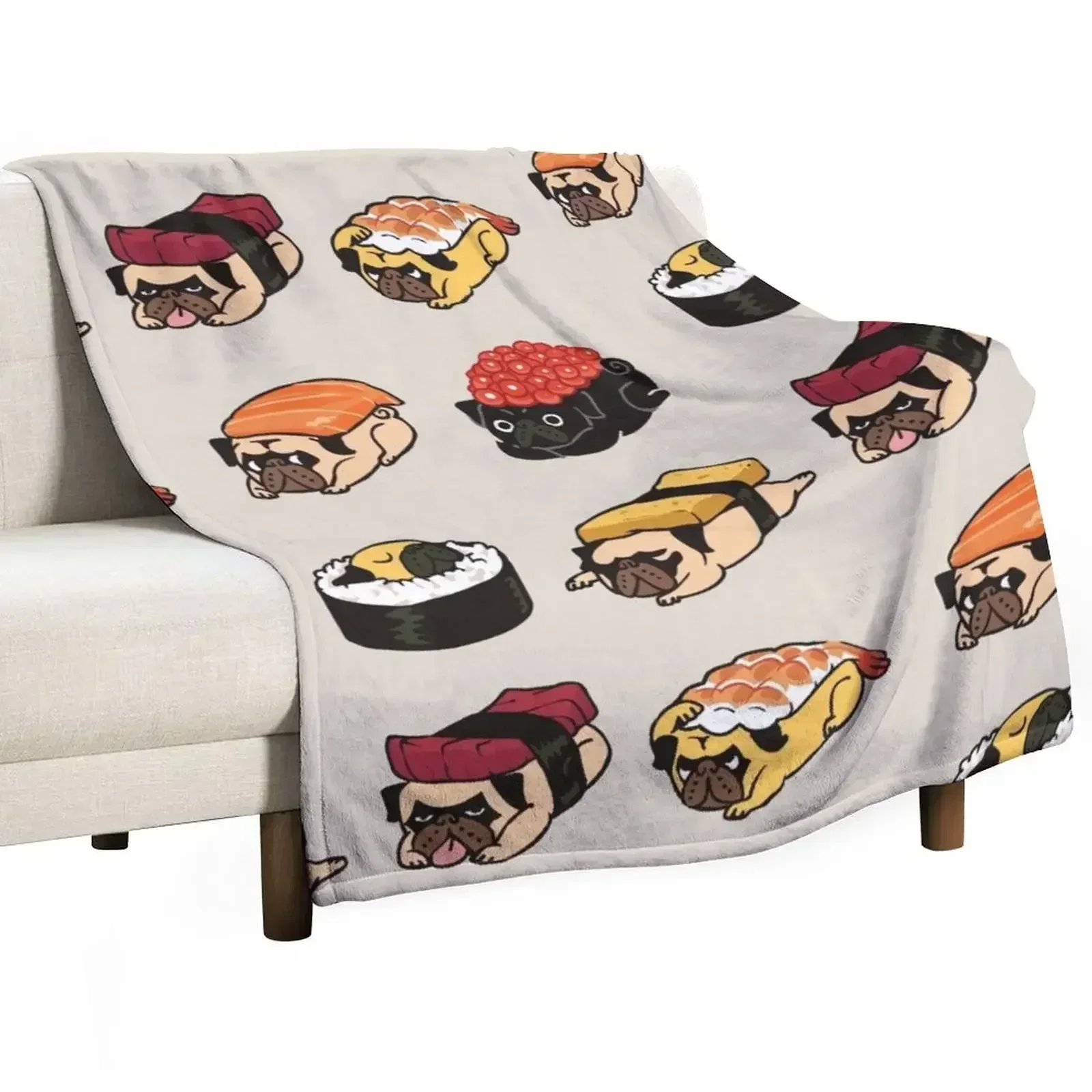 

Sushi Pug Throw Blanket Thins Designers Blankets