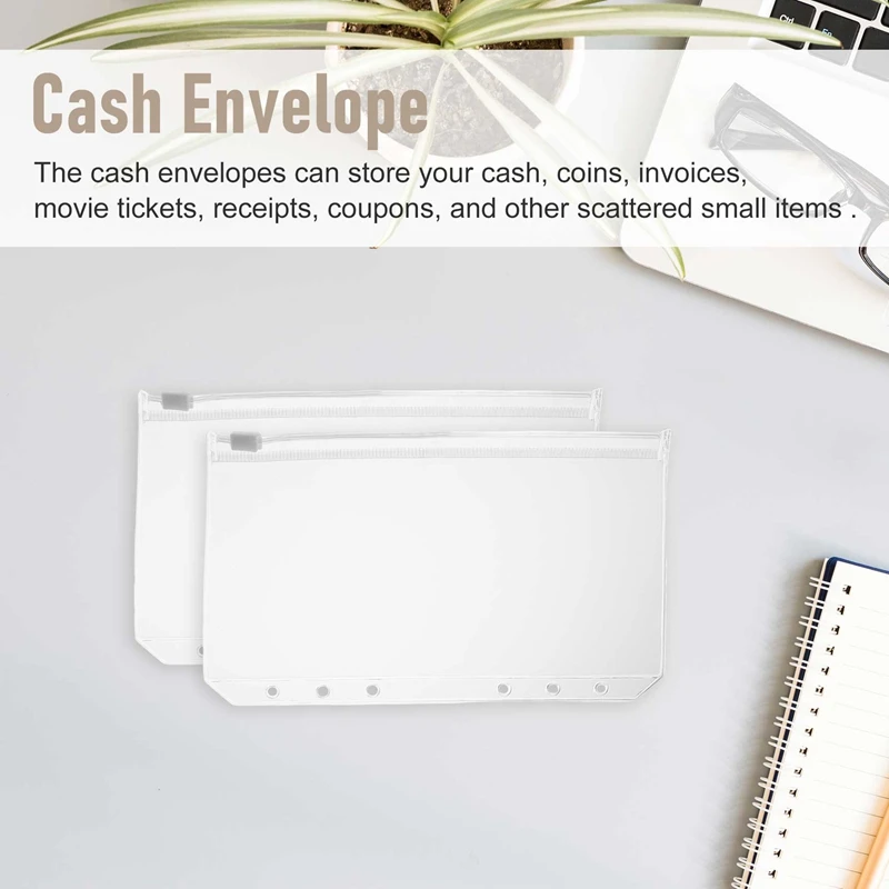 20 Pcs Cash Envelope 6 Holes Budget Binder Pockets Zipper Folders For A6 Notebook Binder Money Saving Binder Accessories