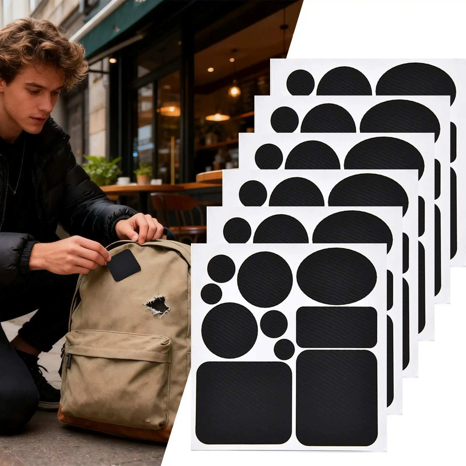 

new 6pcs Self Adhesive Down Jacket Repair Patches Waterproof Nylon Fabric For Puffer Coat Tent Sleeping Bag Clothing Garment Fix