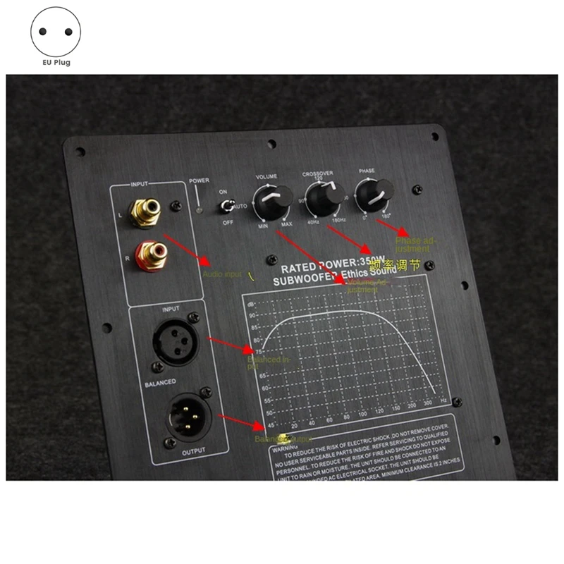 220V HIFI Mono 350W Heavy Duty Subwoofer Digital Active Amplifier Board Pure Bass Home Audio System EU-Plug Durable