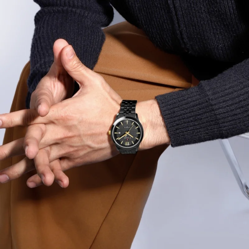 NAVIFORCE 9255 Fashion Men Quartz Watch Calendar Luminous Waterproof Steel Strap Elegant Business Watches for Man reloj hombre