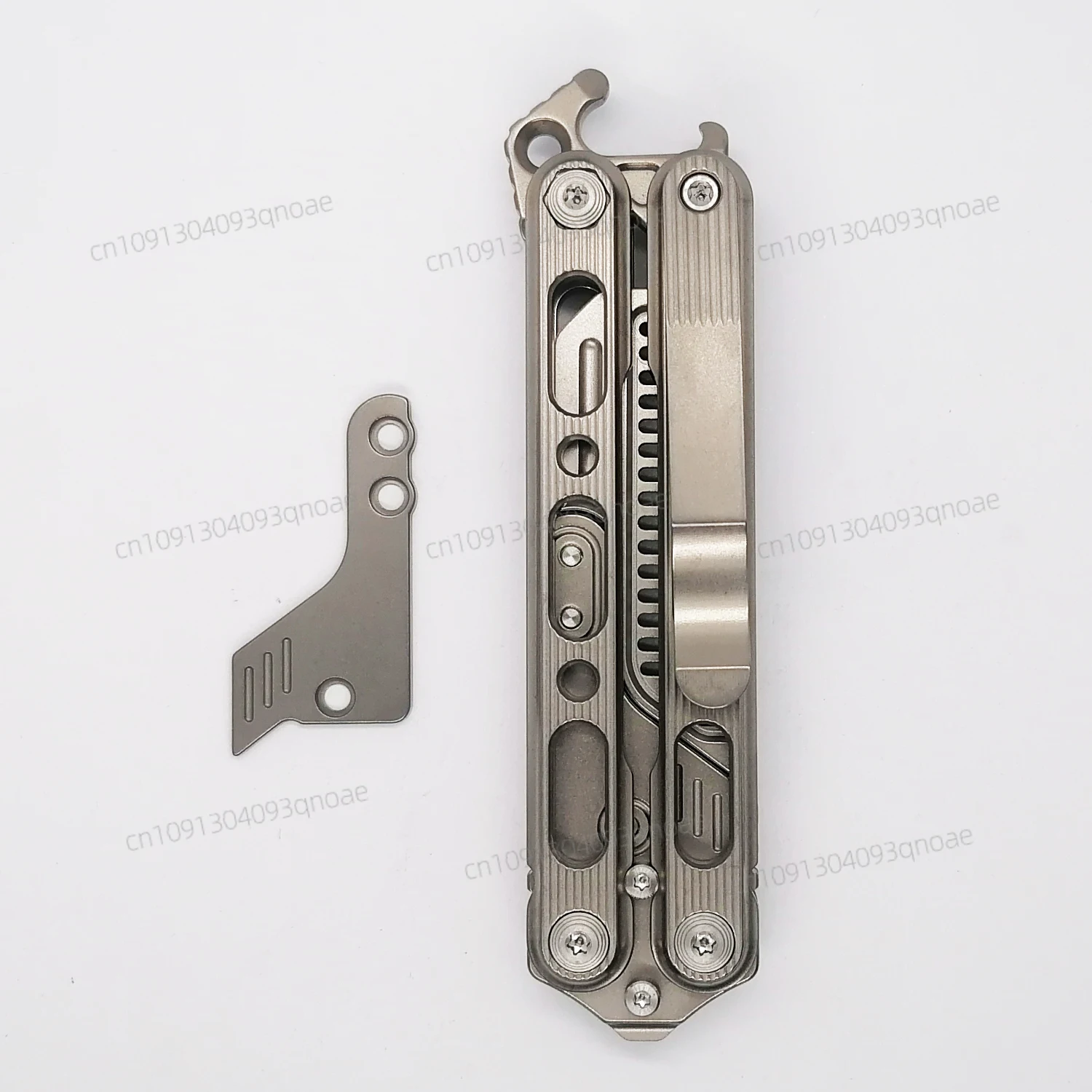 

Titanium Alloy Comb EDC Pocket Butterfly Folding Multi Tools Bottle Opener Screwdriver with Blade Holder Pocket Clip