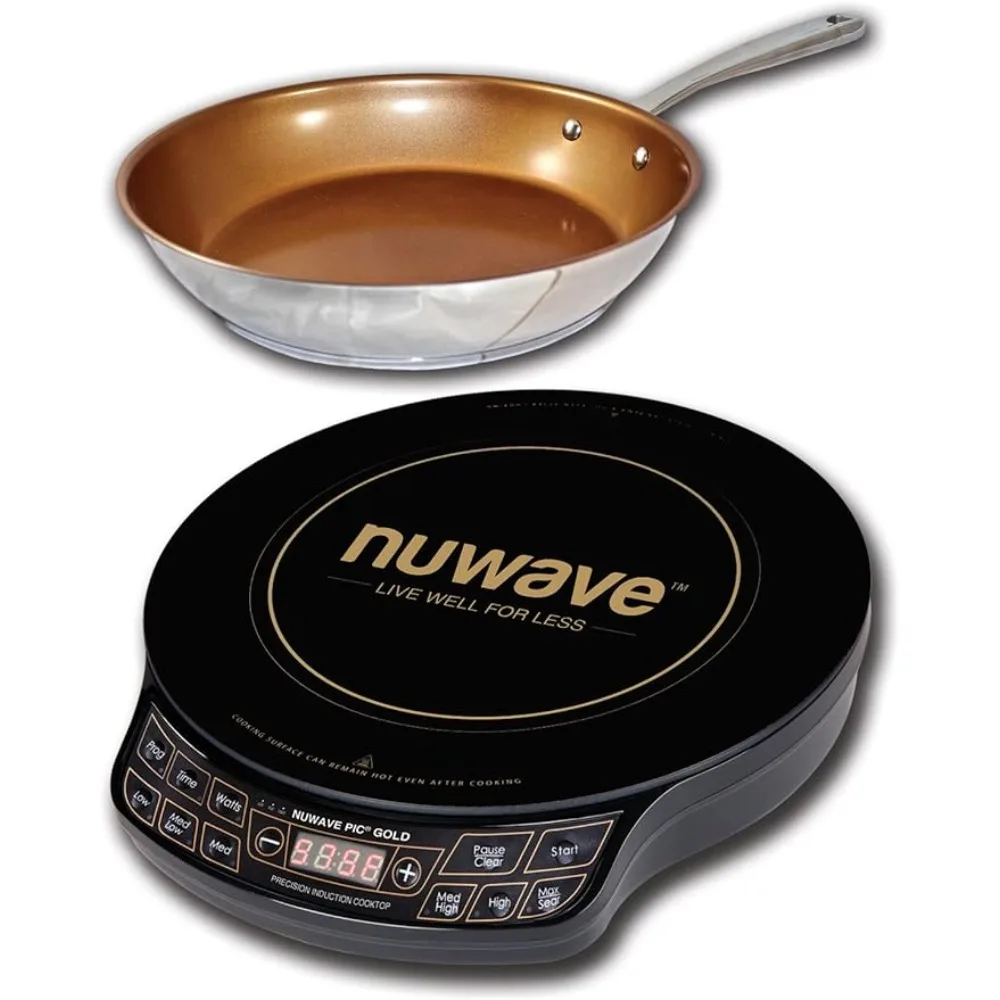 Nuwave Gouden Precisie-Inductiekookplaat, Draagbaar, Krachtig Met Grote 8 ”Verwarmingsspoel, 100 ° F Tot 575 ° F, 3 Wattage-Instellingen,