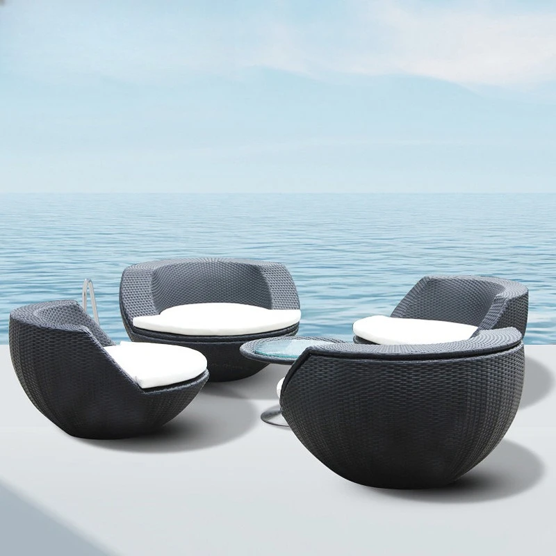 

Outdoor furniture aluminum frame table outdoor rattan dining table and chair combination coffee milk tea shop scenic balcony