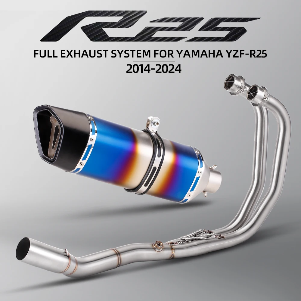 

Slip On For YZF-R25 2014-2024 Motorcycle Full Exhaust System Header Front Link Pipe Connect Carbon Fiber Muffler