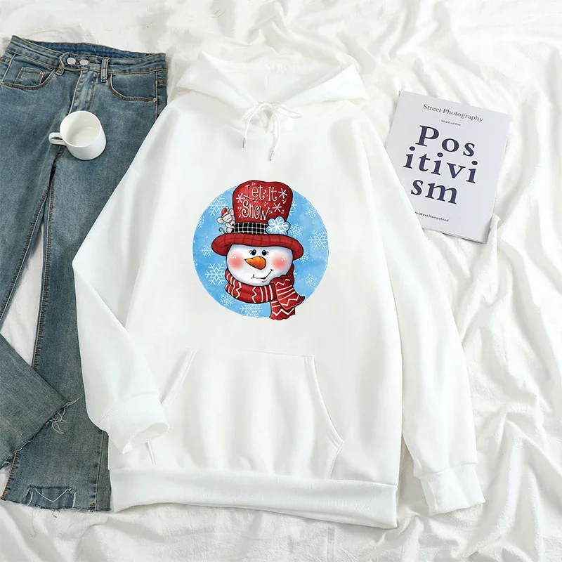 

Women's Sweatshirt Christmas Snowman Print Pullover Women Men Oversized Hoodie Autumn Win Fashion Streetwear Custom