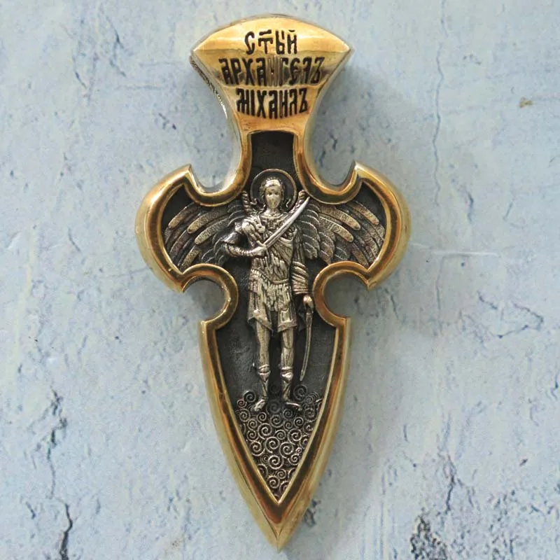 

26g Archangel's Crucifix embrace of Savior's grace and celestial protection for the faithful Soul Pendant 925 Sterling Silver