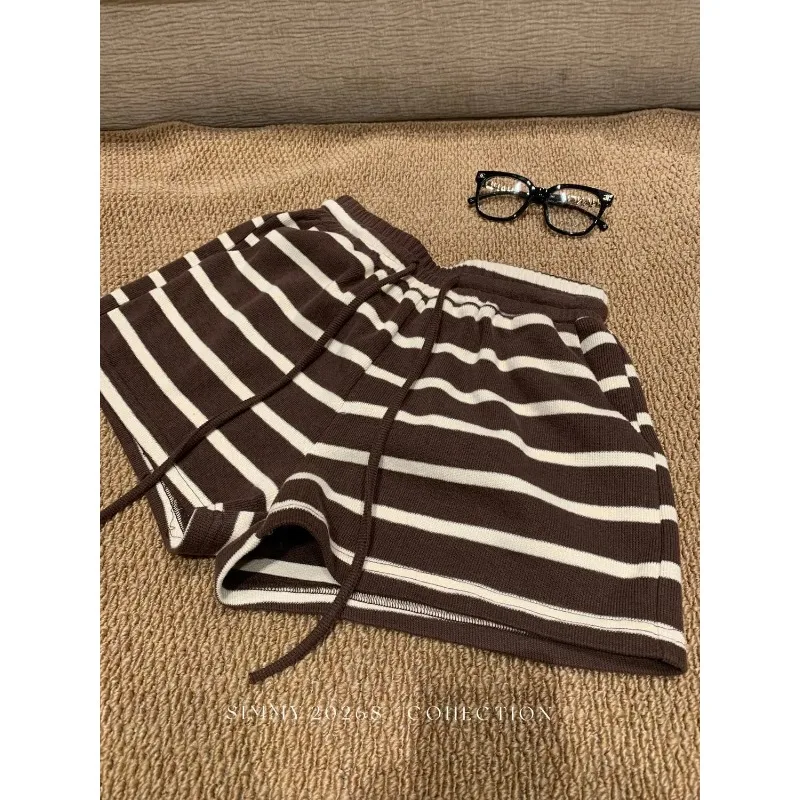 

Women's Plus Size Striped Drawstring Shorts Loose A Line Casual Summer Loungewear