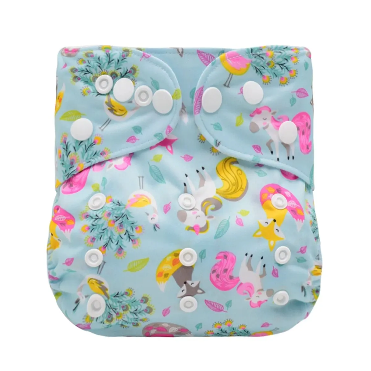 1PC Waterproof Suede Cloth Inner Washable&Reusable Baby Nappy Full Printed Adjustable Baby Pocket Girls Diaper Cover 3-15KG