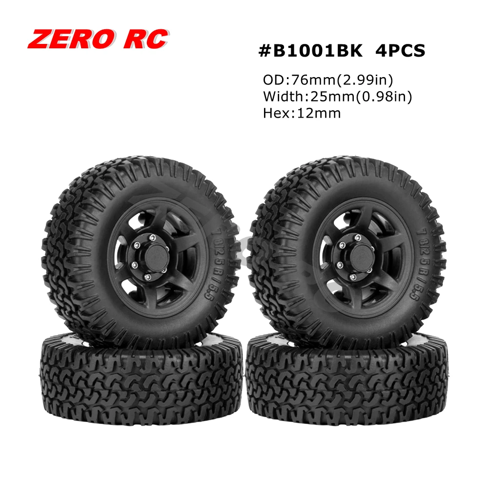 Rc車用タイヤ付きプラスチックビードロックホイール,1.55インチ,1/12