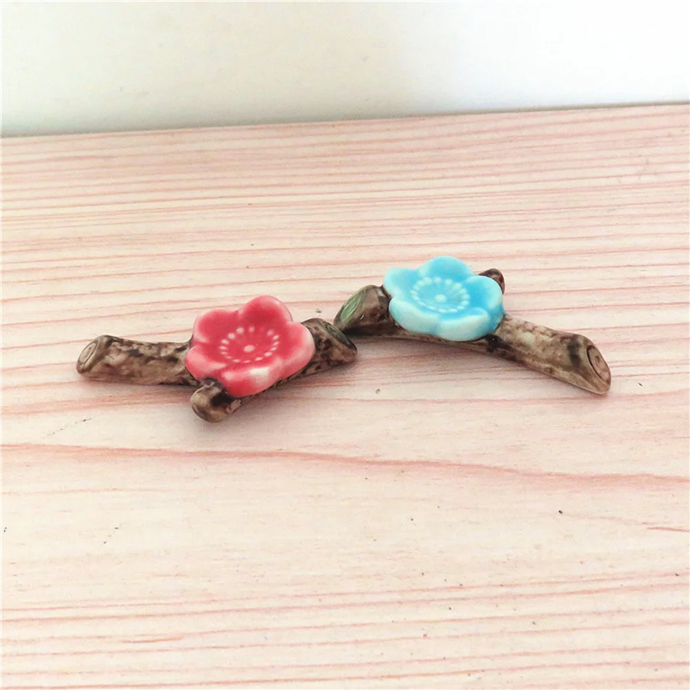 

6Pcs Ceramic Chopstick Holder Plum Blossom Design Prevents Rolling Keeps Table for Spoon Fork Rest Japanese Style
