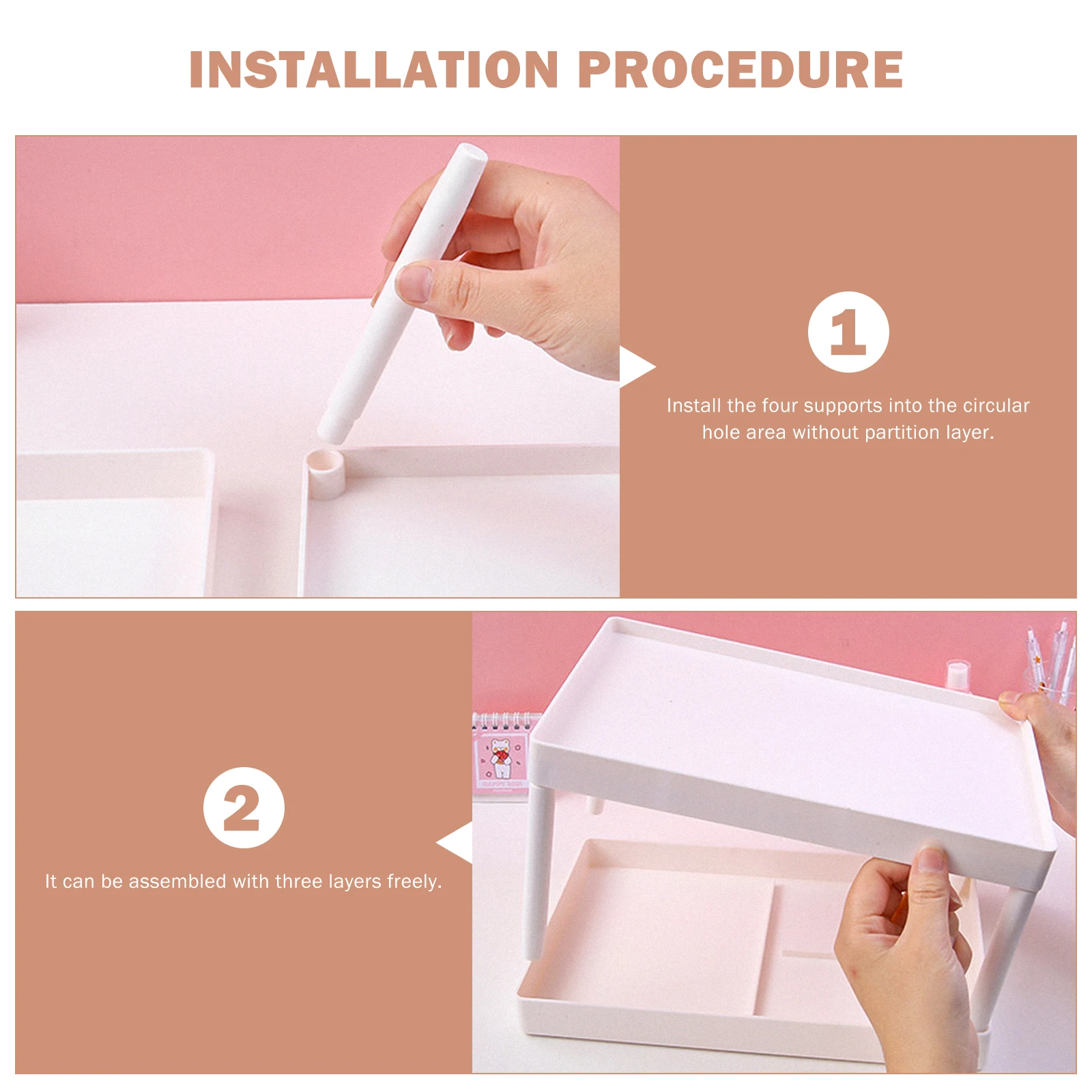 

Thickened Desktop Storage Rack Simple Design Office Home Organizer Multifunctional Stationery Shelf Detachable Sundries