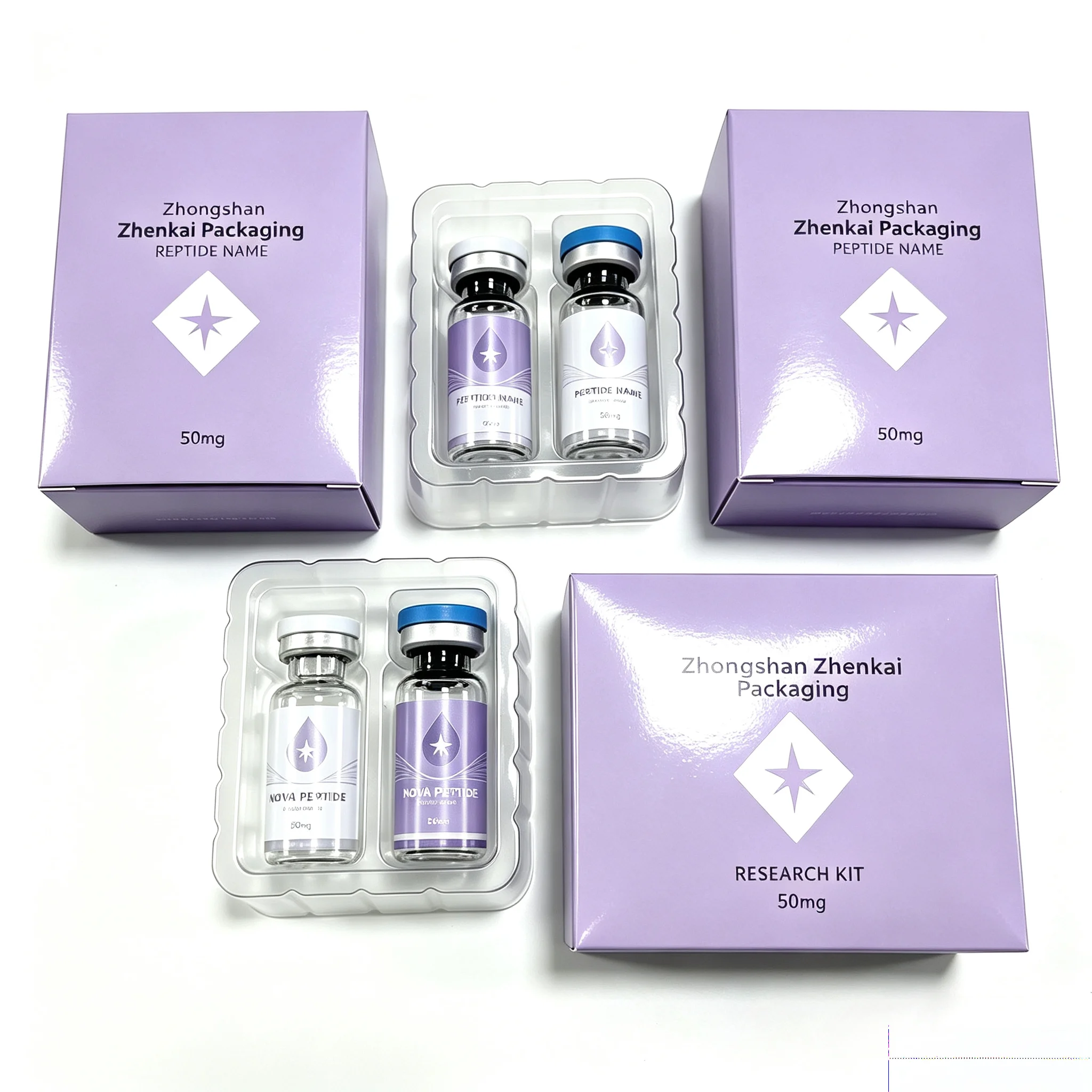 Premium Self Adhesive Vinyl Peptide Bottle Labels Custom Waterproof HD Printed Boxes For Beauty Fitness Agent Vials