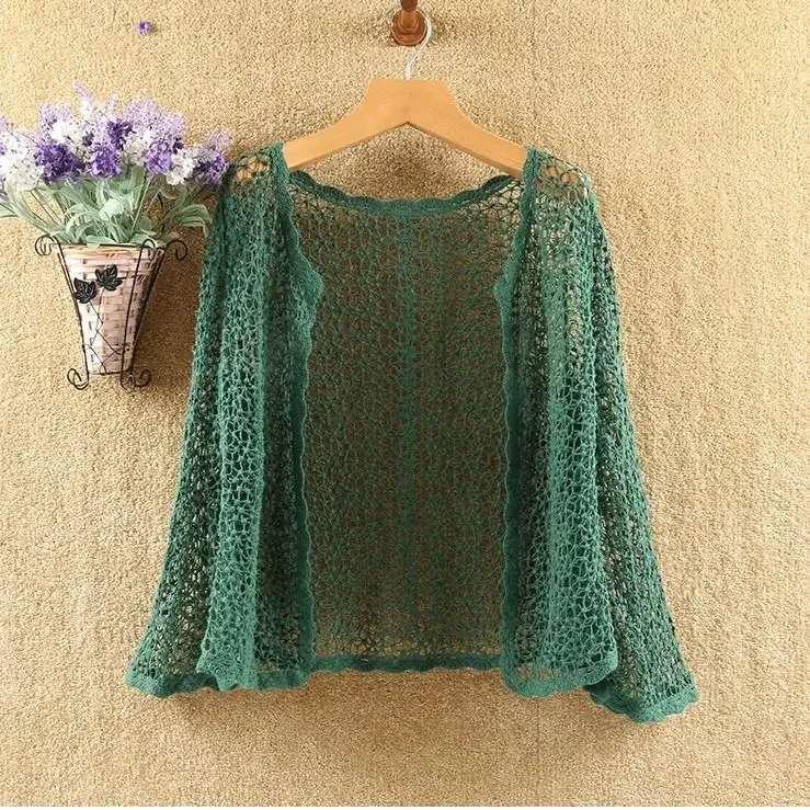 Short Coat Small Shawl Thin Coat Women\'s Crocheted Hollow Knitted Cardigan Summer Small Blouse Short