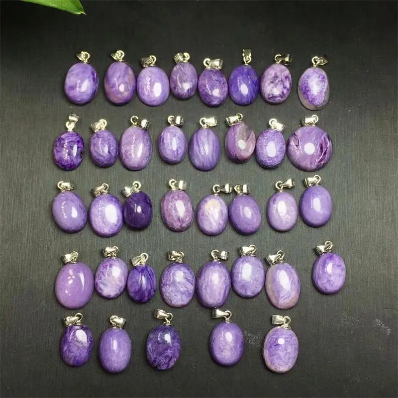 S925 Natural Charoite Pendant Bead Chain Carving Jewelry Healing Stone For Men Women Decoration Jewelry 1PCS