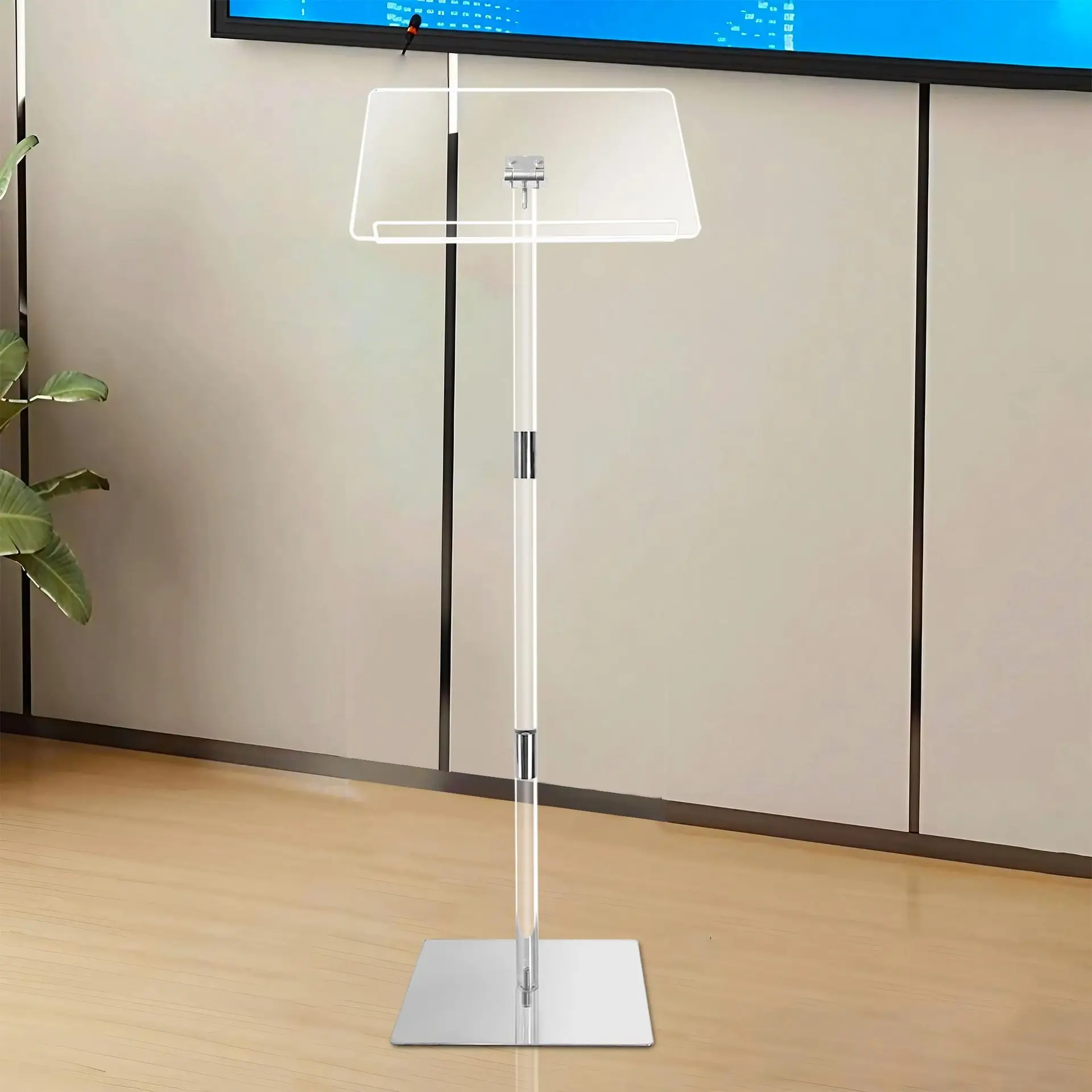 Transparent podium with metal base classroom conference lecture table wedding host speaker table