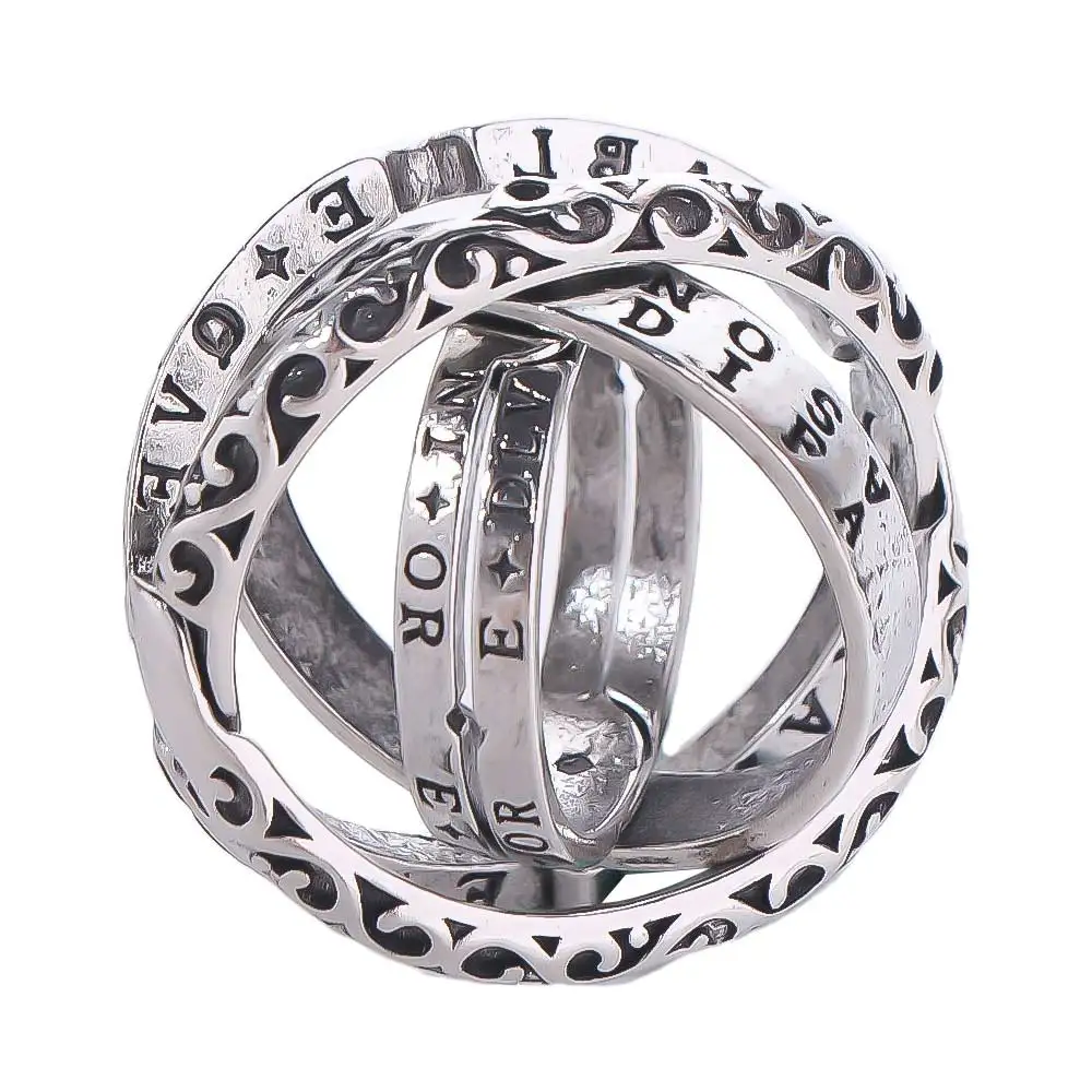 Retro Style Astronomical Ball Ring Universe Sphere Rotating Planet Metamorphic Cosmic Ring Reversed Interesting