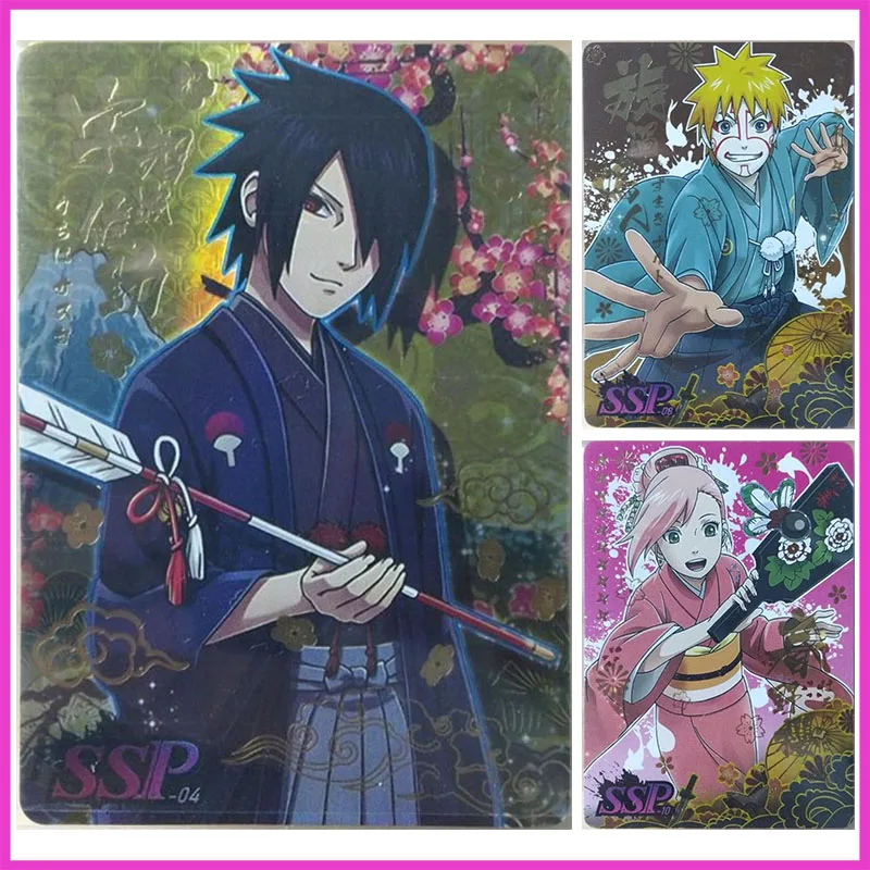 

Anime NARUTO Rare SSP Refraction Game Collectible Card Uchiha Sasuke Uzumaki Naruto Haruno Sakura Toys for boys Birthday Present