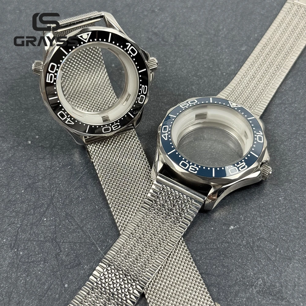 Корпус часов 41 мм для Seahorse из нержавеющей стали ST1612 Miyota 8215 DG 2813, автоматический механизм, 10 м, водонепроницаемые, синие аксессуары для часов