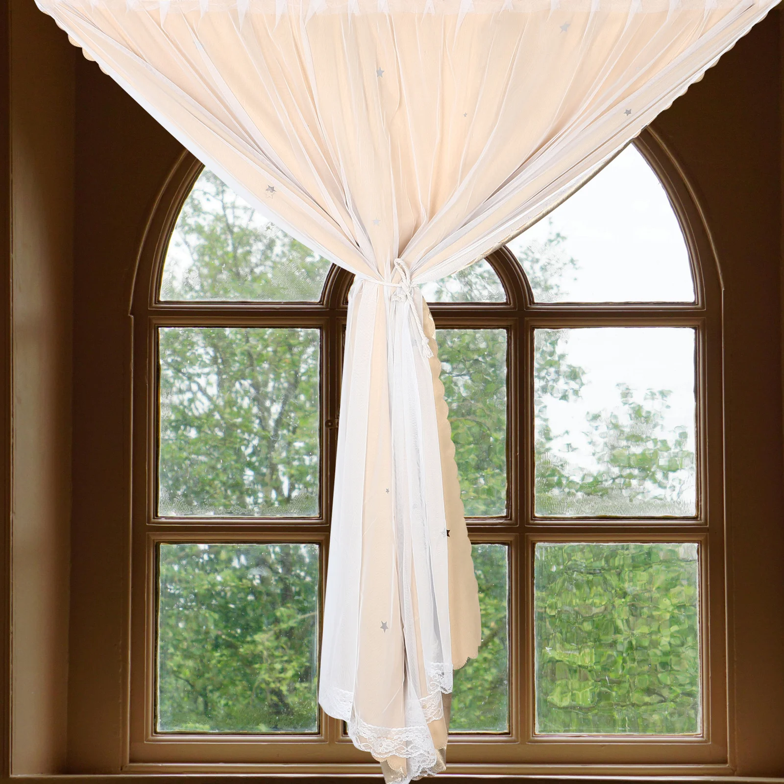 

No-Drill Star Blackout Curtains Fabric for Bedroom Living Room Block Sunlight Cozy Sleep Home Decor Cute Sheer Thermal Drapes