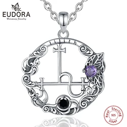 Eudora 925 Sterling Silver Lilith Sigil Necklace for Women Man Vintage Demon Lilith Moon Seal Butterfly Pendant Personality Gift