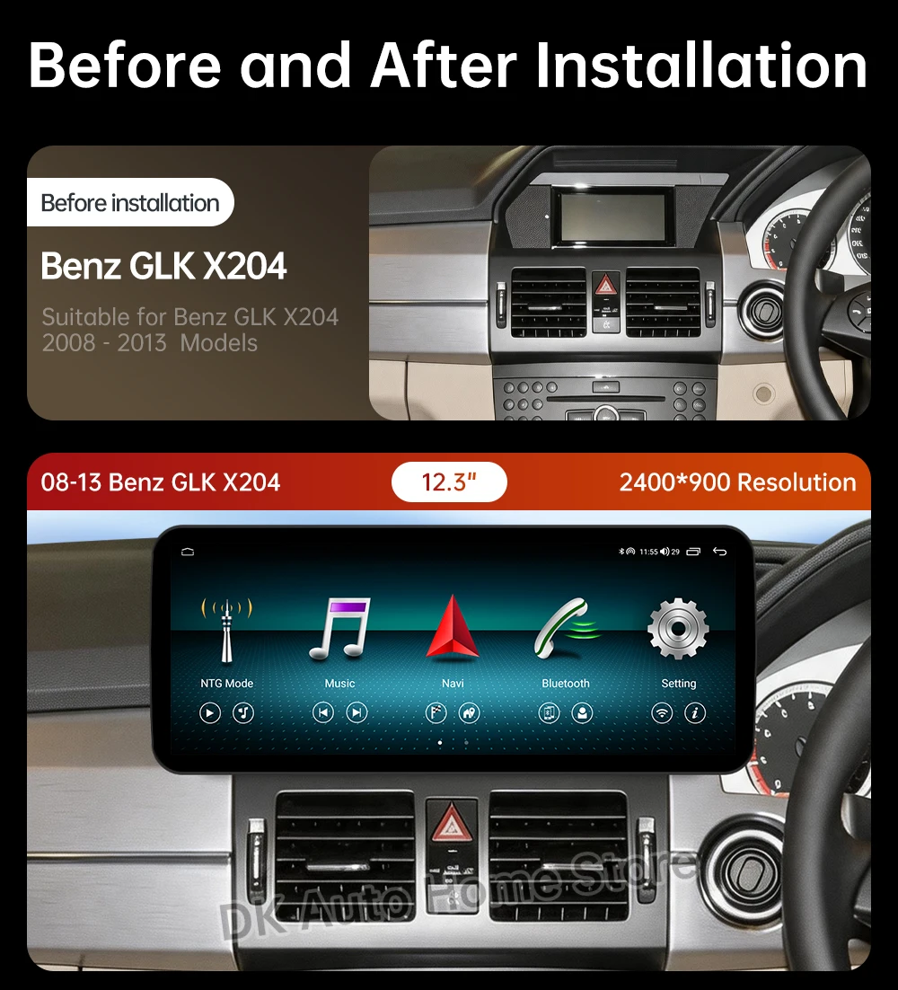 GPS Navi Android 16 Car Video Multimedia Radio Player for Mercedes Benz GLK X204 2008 - 2013 Wireless Auto Ultra-Thin Screen 4G