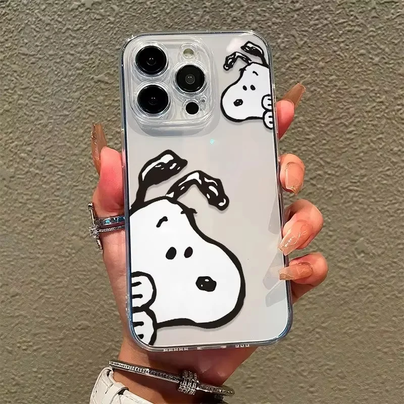 Curious Snoopy Soft Silicone Phone Case For iPhone16 11 12 13 14 15Pro Max 7 8Plus X XR XS MAX Y2K lovely Shockproof Phone Cases