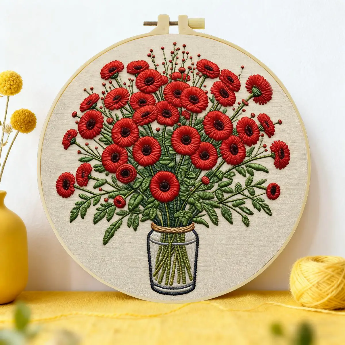 1 Stück 20X20CM/15X15CM 7,87/6,3 Zoll Tier- und Blumen-Stickerei-Starter-Kit DIY-Kit DIY-Stickerei-Set Handarbeiten Malerei – Detail 1