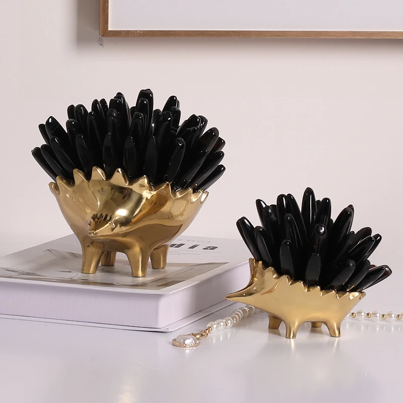 

Metal Handicraft Ornaments Crystal Simulated Animal Sculpture Hedgehog Artwork Figurines Home Furnishing Decoration Accessories