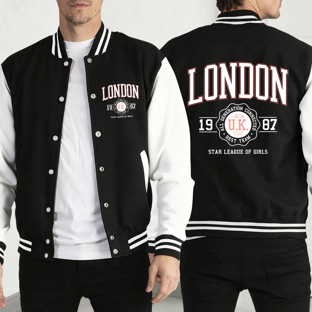 

Лондонская Звезда Лига Девочек с узором Мужская бейсбольная форма Индивидуальная новая уличная одежда Флисовая одежда с карманами Унисекс Ретро Джерси