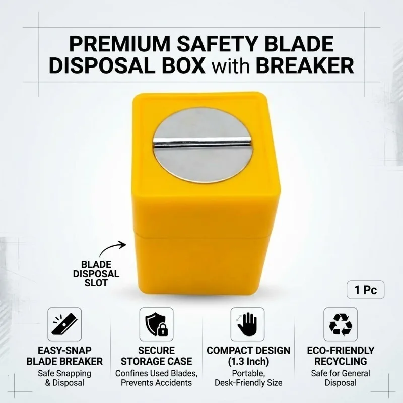 Safety Blade Disposal Box With Built In Breaker Secure Storage Case For Utility Craft Knife Recycling Compact 1.3 Inch 1 Pc