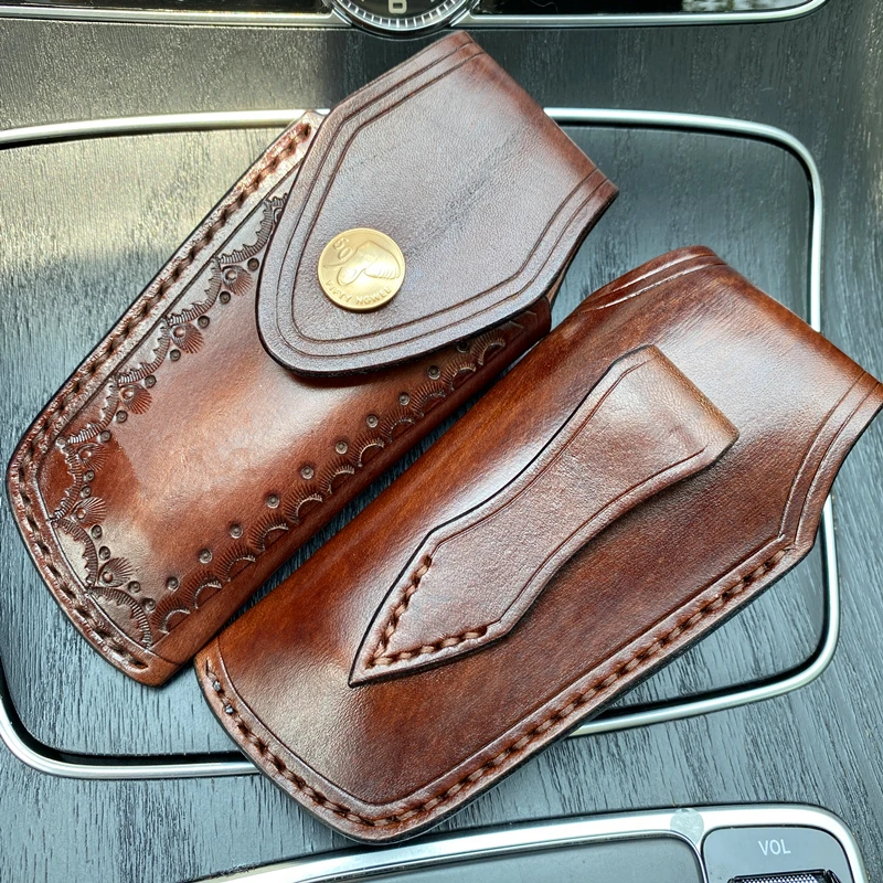 

Genuine Leather Hand-Held Protective Cover for 91mm Portable Hunter Sheath, for 111mm Folding Tool Scabbard