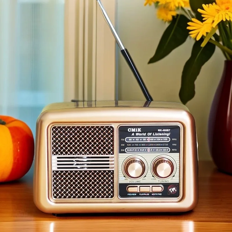 

Винтажное ретро-радио FM/AM/SW с Bluetooth-колонкой, воспроизведением с TF-карты, портативное домашнее радио