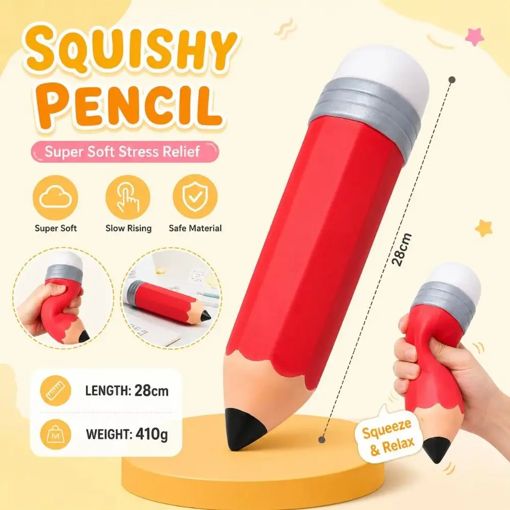 Slow Rebound Pencil Squishy Toys Super Soft Big Size Giant Pencil Squishy TPR Material Realistic Pencil Slow Rising Toy