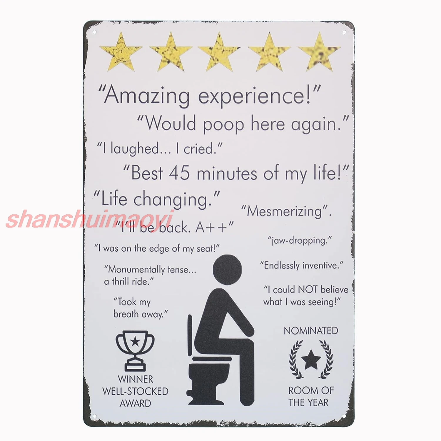 Would Poop Here Again Bathroom DecorVintage Metal tin Signs Toilet Wall Decoration 12*8inch sign