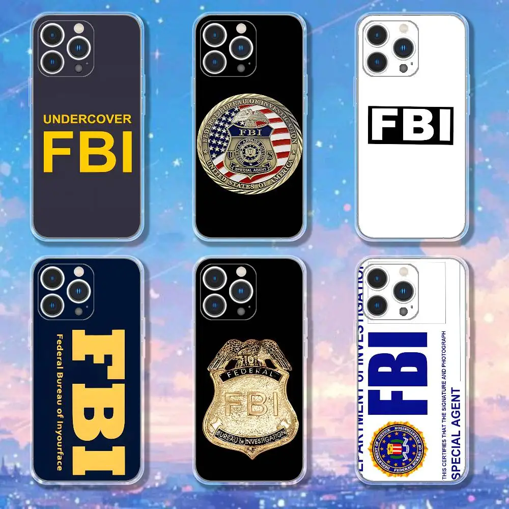 

F-FBI Logo Phone Case For iPhone 17,16,15,14,13,12,11 Pro,Max,Plus,X,XS,XR,SE4,E Mini Transparent Soft Cover