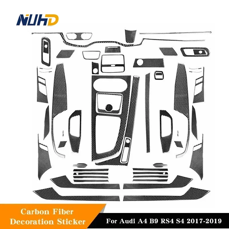 

For Audi A4 B9 RS4 S4 2017-2019 Carbon Fiber Car Interior Trim Protector Cover Patch Decoration All-car Stickers Accessories