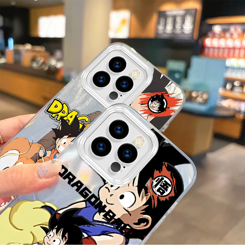 New D-Dragon Balls Goku Anime Gradient Phone Case for iPhone 16 15 14 13 12 11 8 7 6 Pro Max Plus XS XR Hard Non-Slip Back Cover