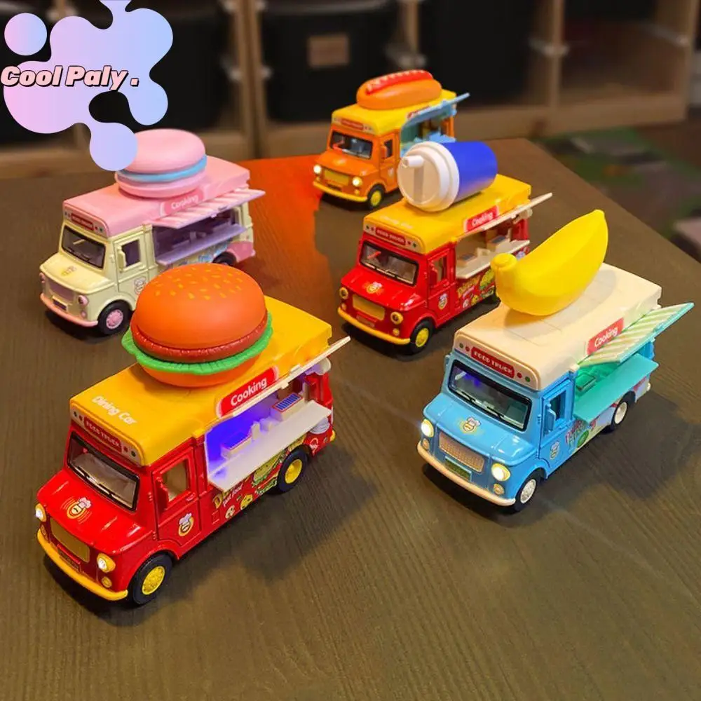 

Pull Back Car Food Truck Vehicle Toy Car with Music Ice Cream Burger Bus Truck Model Children Educationl Toys Gift