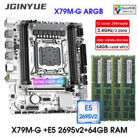 JGINYUE X79 LGA 2011 pc assembly set M-ATX Motherboard kit with Xeon E5 2695 V2 CPU and DDR3 64GB 1600MHz Memory NVME SATA 3.0