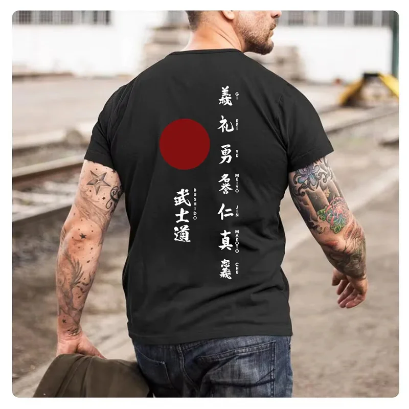 Chinese Style Bushido The Seven Virtues Japanese Samurai Japan Martial Art Anime T-shirt Aesthetic Harajuku Fashion Tee Shirt