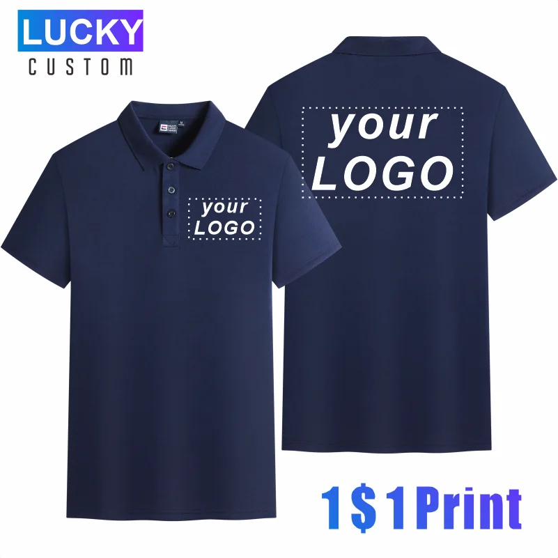 Men's High Imitation Cotton Polo Shirt Custom Design Company Brand Logo Printing/Embroidered Shirt Solid Color Tops 4xl