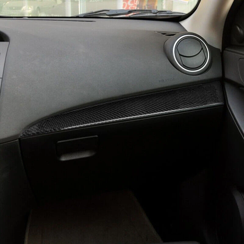 

2 шт. внутренние крышки панели приборной панели автомобиля, накладки, рамки, подходят для Mazda 3 2010 2011 2012 2013, левый руль, черный, углеродное волокно