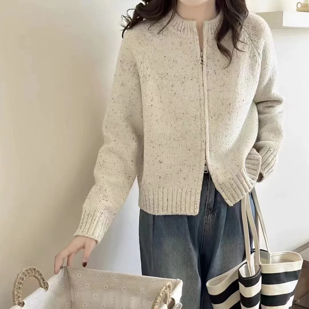 

Women Cardigans Autumn Winter Thick Warm Long Sleeve Knitted Outerwear Zipper O-neck Loose Korean Fashion Sweaters Casual Jumper