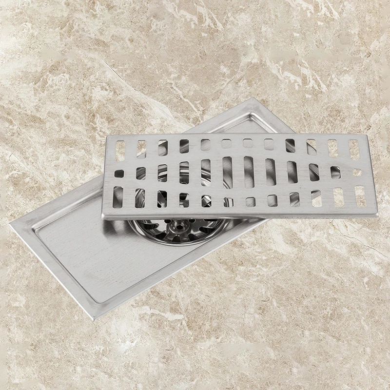 Frap Invisible Floor Drain 304 Stainless Steel Rectangle Anti-odor Drain Bath Shower Long Drain Brushed Hollow Floor Drain Cover